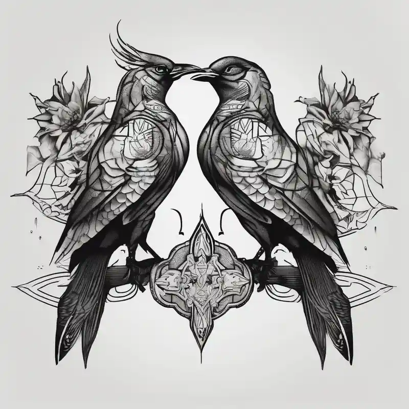 blackwork style Infinity Tattoo Ideas and Designs in 2025 & free generation about two birds sitting and stars and infinity theme couples tattoo glitter tattoo